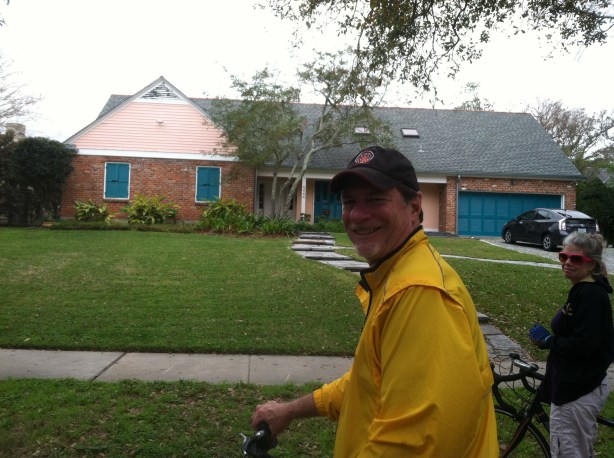 Lyman and Gillian, in front of the house Lyman grew up in.