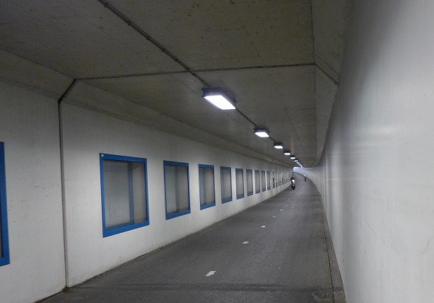 Tunnel just for bicycles and mopeds leaving Schiphol Airport