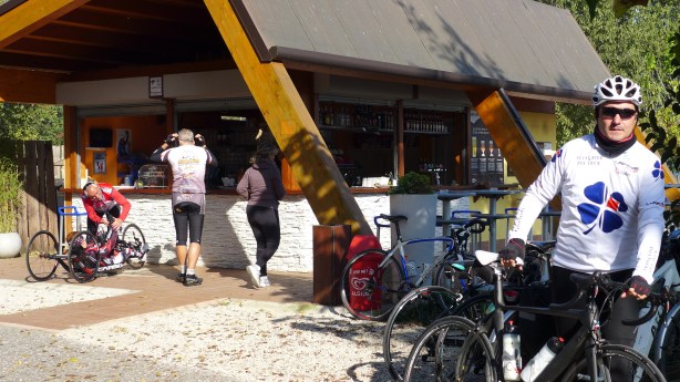 Bar catering mostly to bicyclists on a sunnday